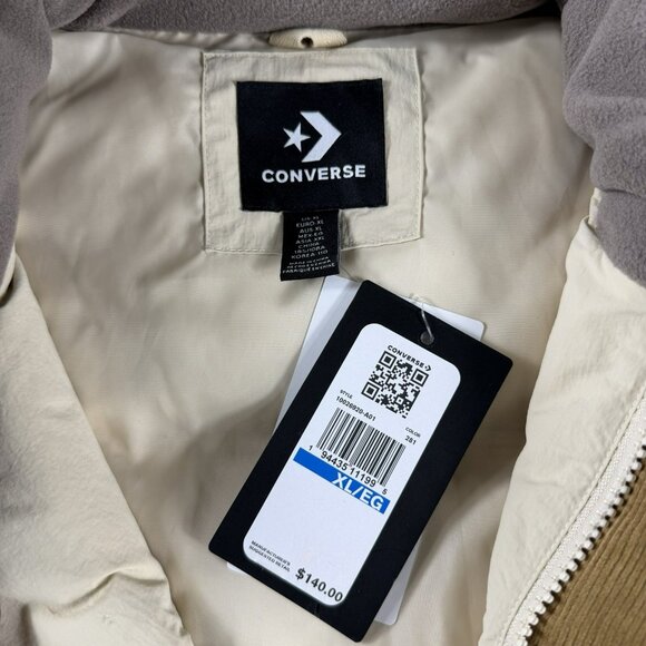 Converse All Star Down Fill Puffer Corduroy Neck Vest Beige Brown Men’s Size XL - Picture 3 of 6